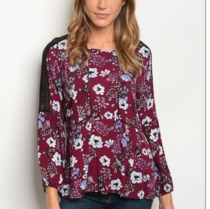 Purple Long Sleeve Lace Detail Top, Suze M
